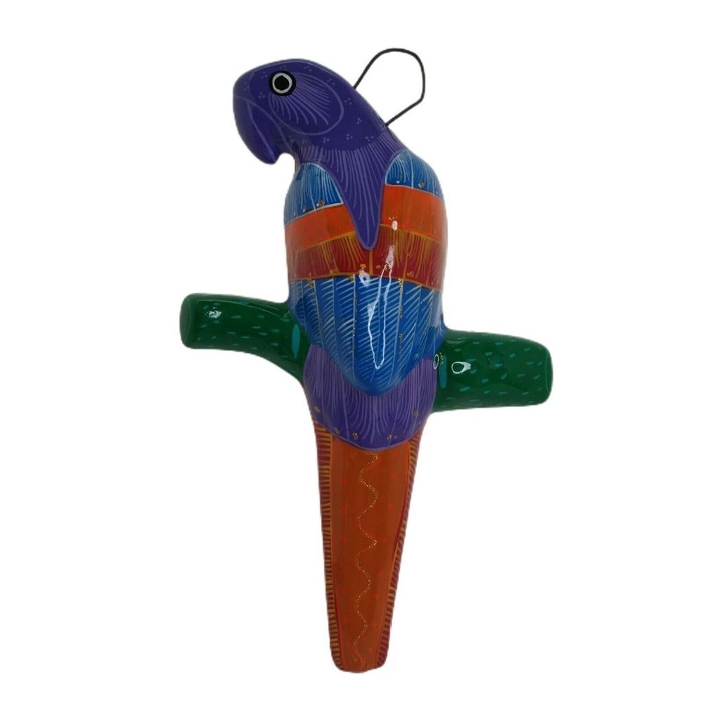 Mexican Parrot Bird Hand Painted Ceramic Folk Art Wall Hanging Bird 14” Pottery